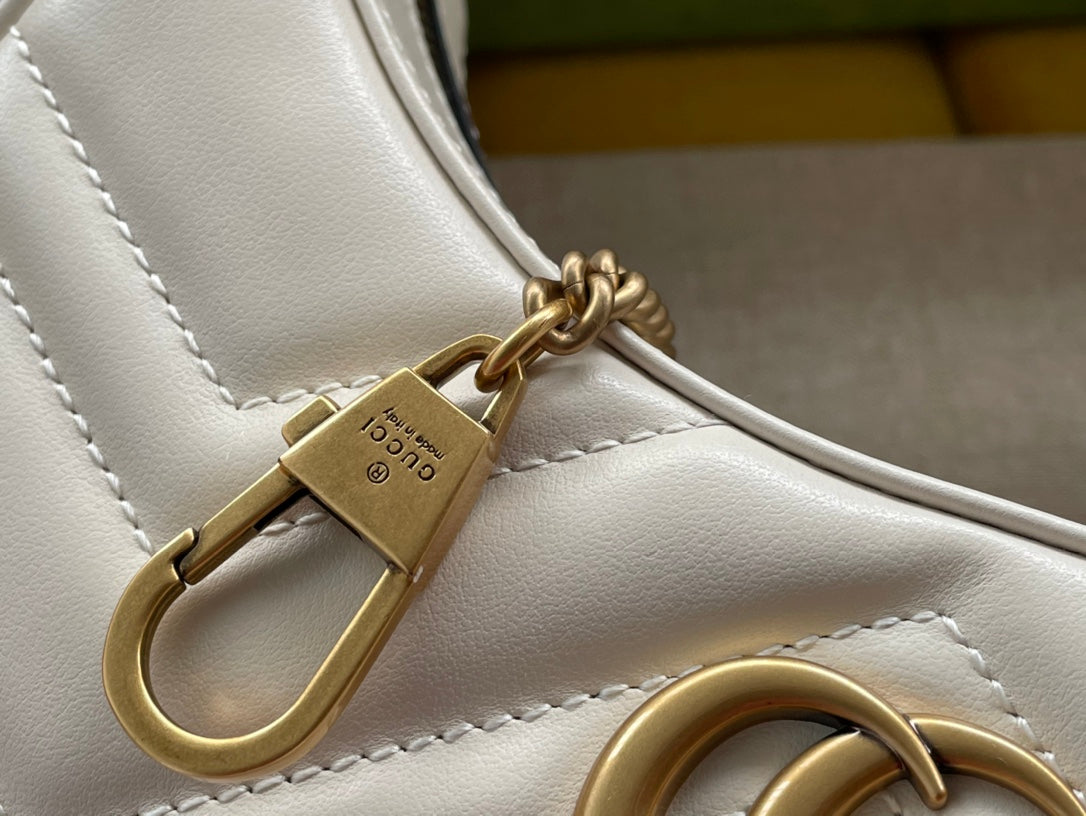 MARMONT SHOULDER BAG 21 IN WHITE CALFSKIN GOLD HARDWARE