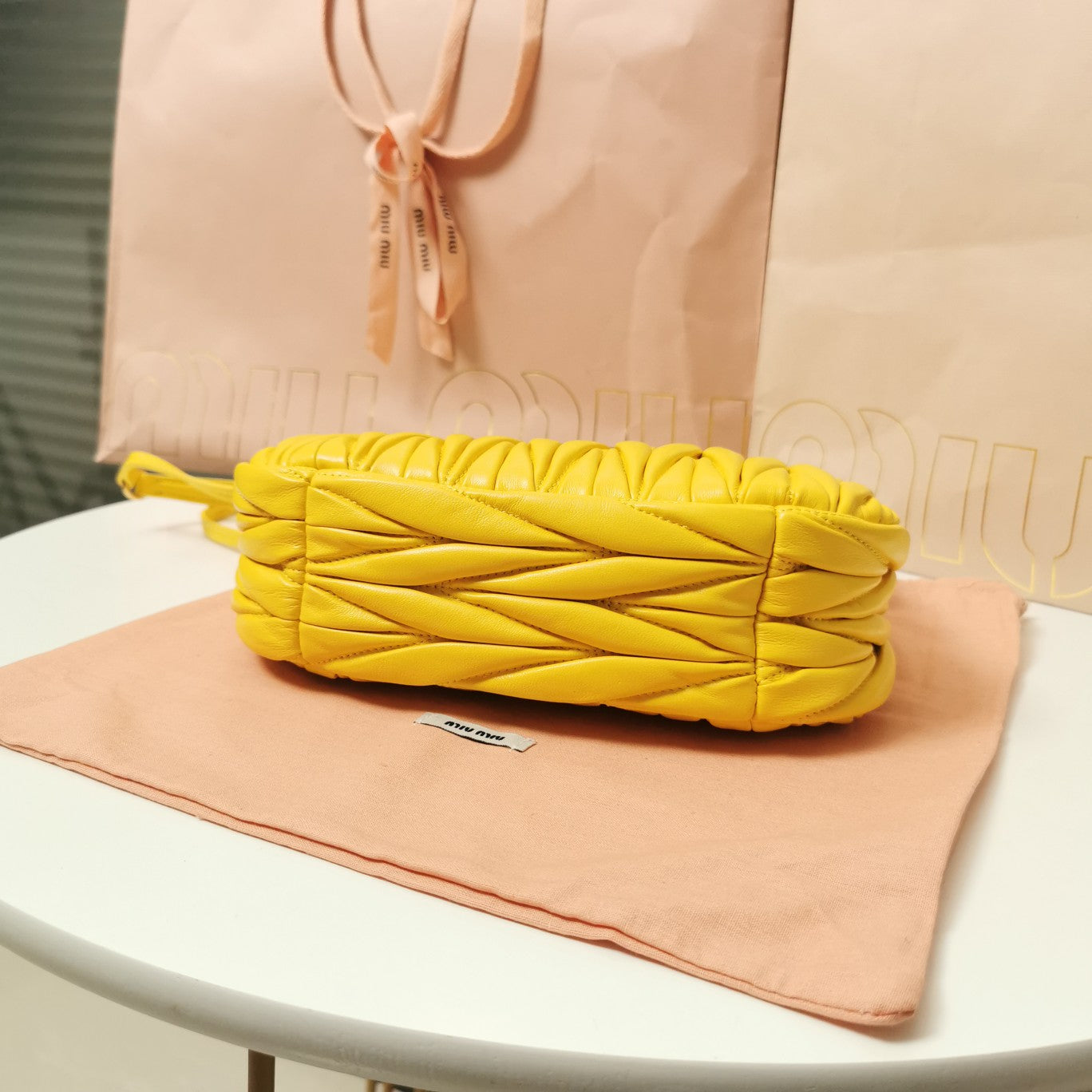 WANDER MATELASSÉ NAPPA HOBO BAG 23 IN YELLOW LAMBSKIN