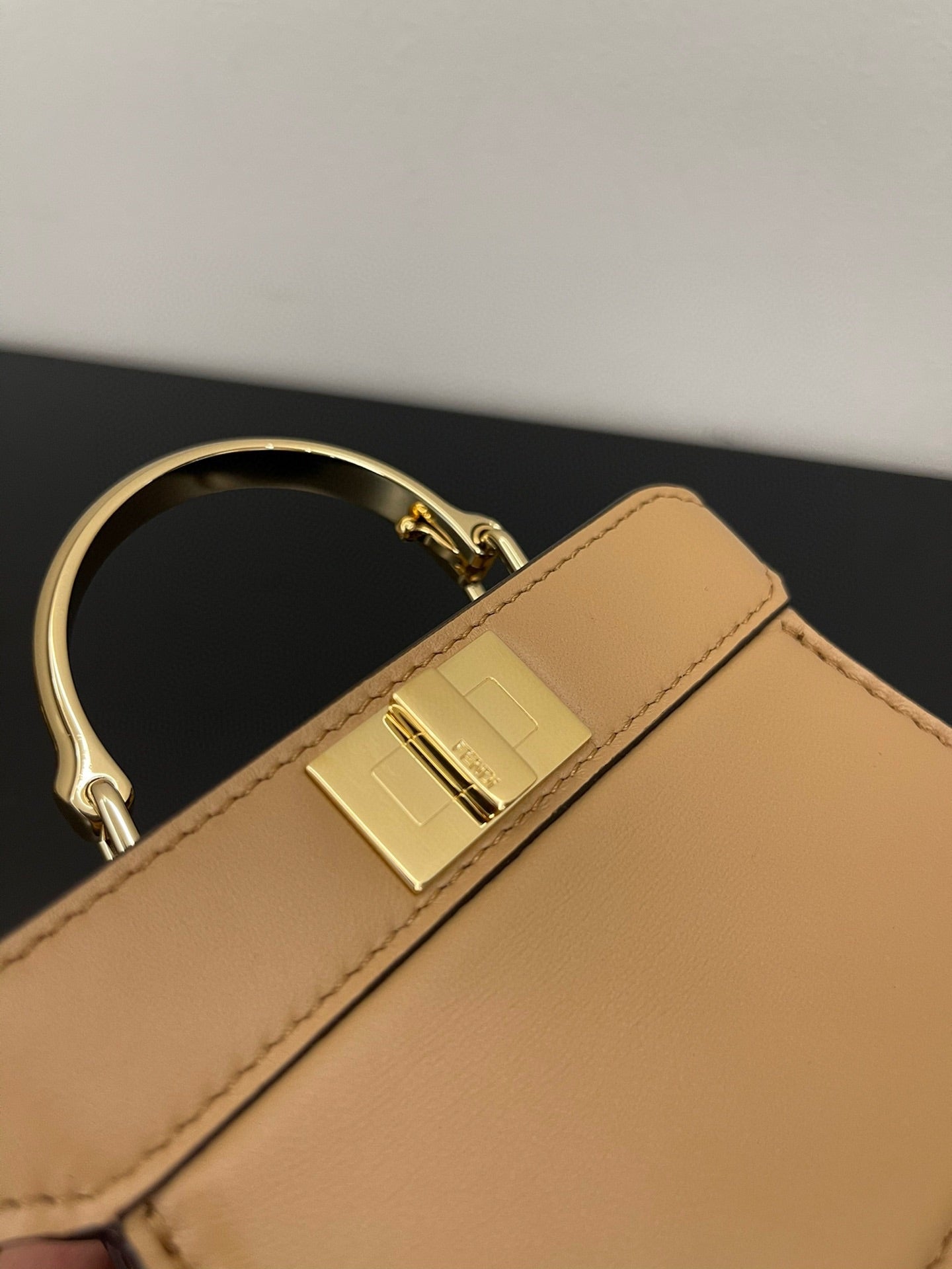 FENDI PEEKABOO ISEEU MICRO 12 BAG IN COPPER BROWN CALFSKIN WITH GOLD HARDWARE