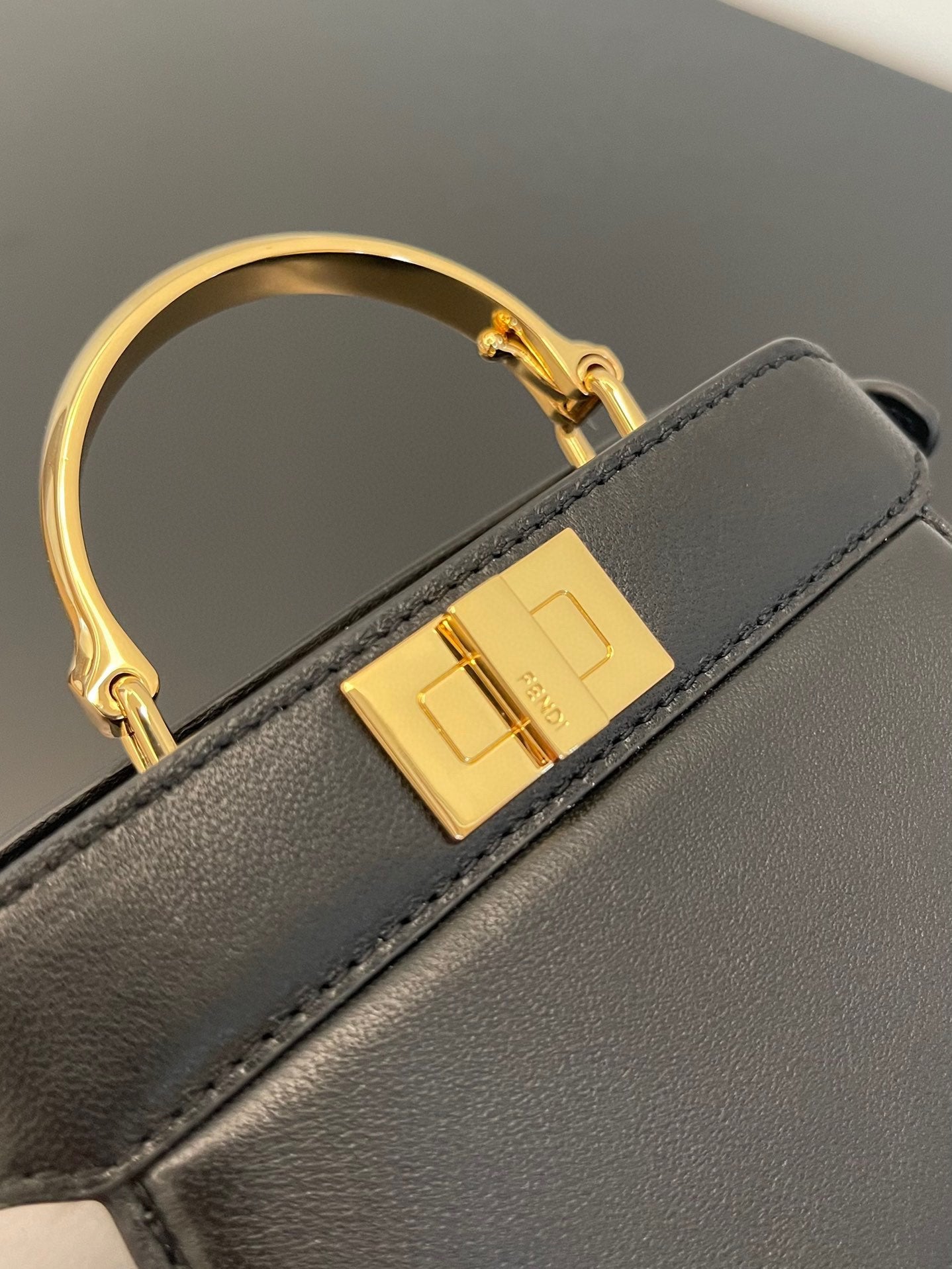 FENDI PEEKABOO ISEEU MICRO 12 BAG IN BLACK CALFSKIN WITH GOLD HARDWARE