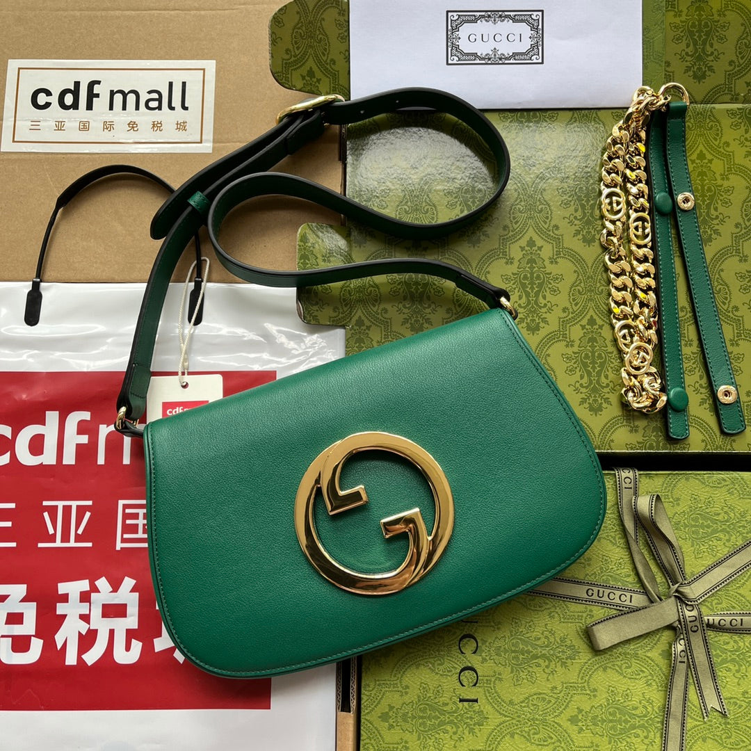 BLONDIE SHOULDER BAG 28 IN CASTLETON GREEN LAMBSKIN GOLD HARDWARE