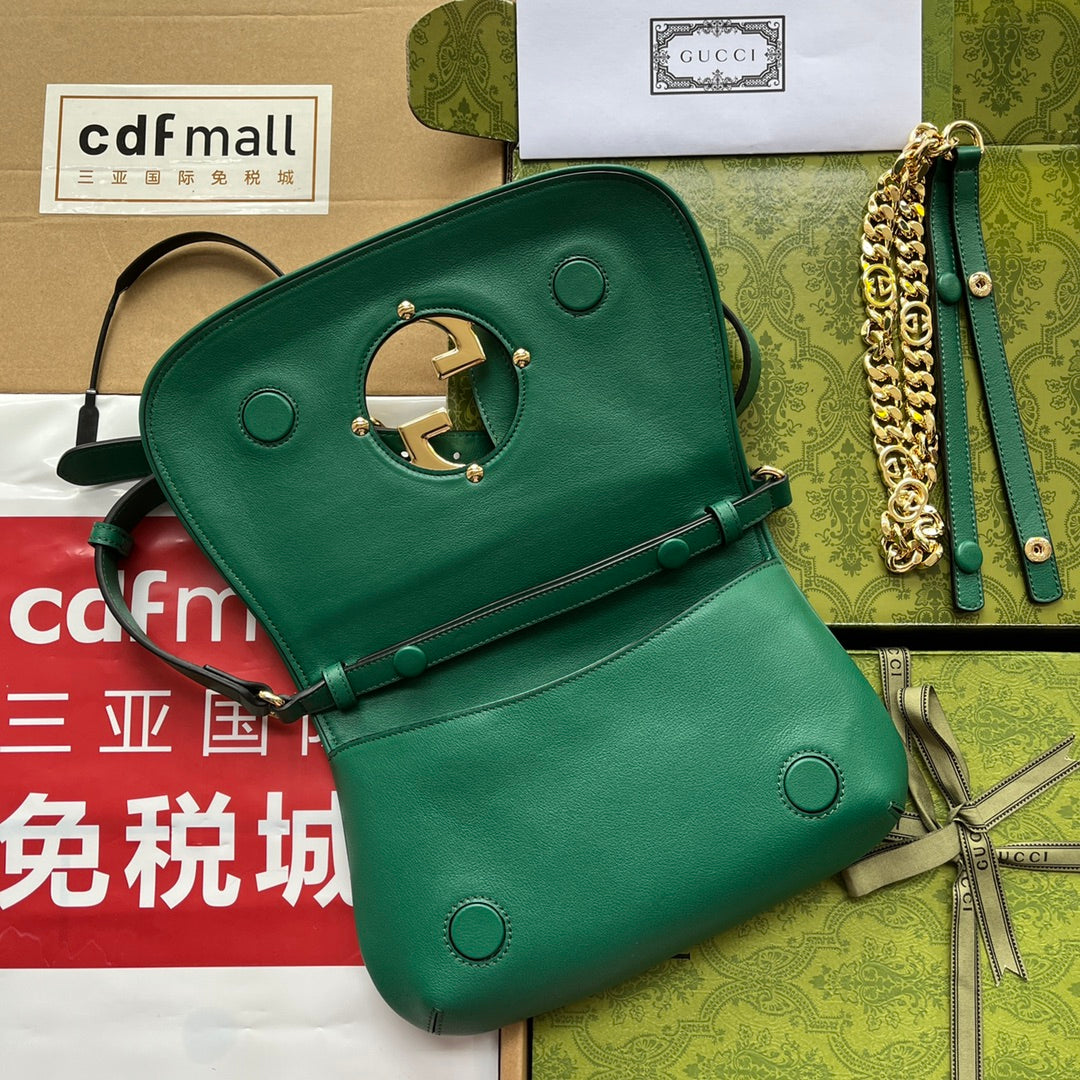 BLONDIE SHOULDER BAG 28 IN CASTLETON GREEN LAMBSKIN GOLD HARDWARE