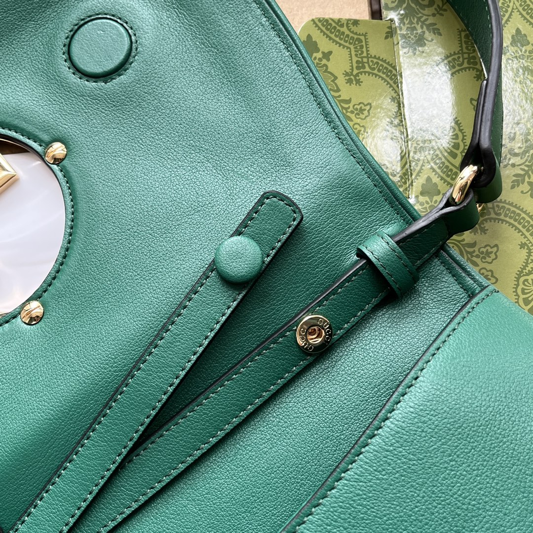 BLONDIE SHOULDER BAG 28 IN CASTLETON GREEN LAMBSKIN GOLD HARDWARE