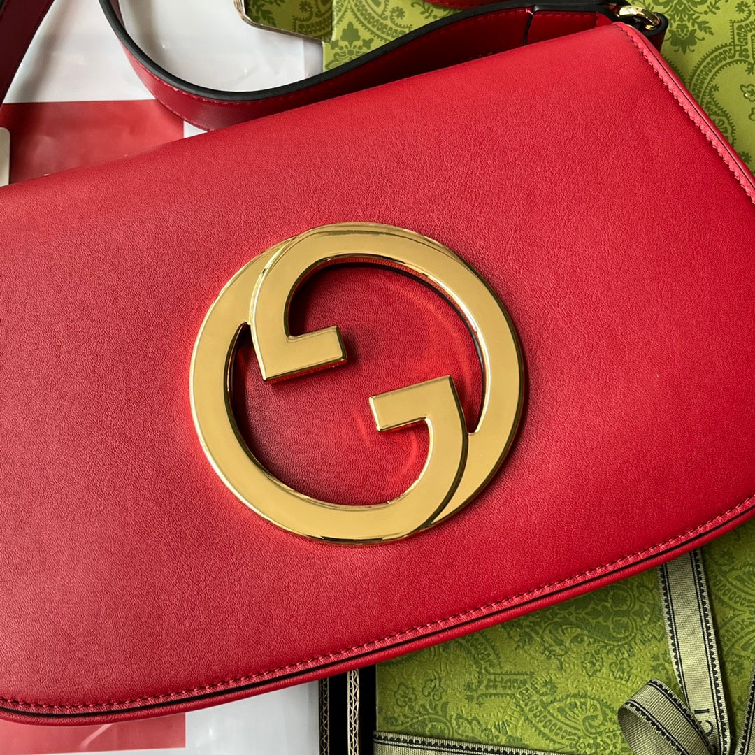 BLONDIE SHOULDER BAG 28 IN RED LAMBSKIN GOLD HARDWARE