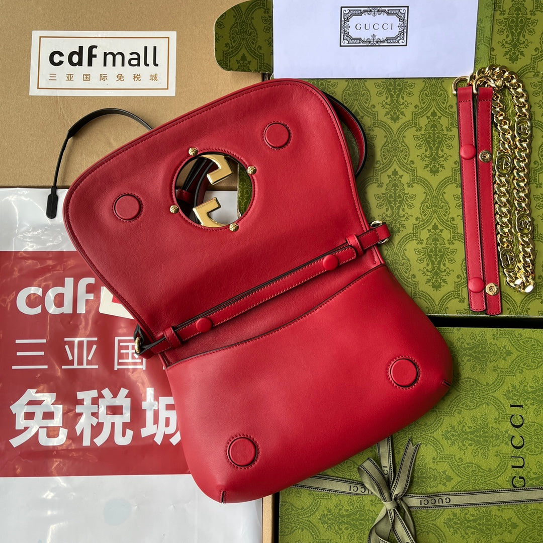 BLONDIE SHOULDER BAG 28 IN RED LAMBSKIN GOLD HARDWARE