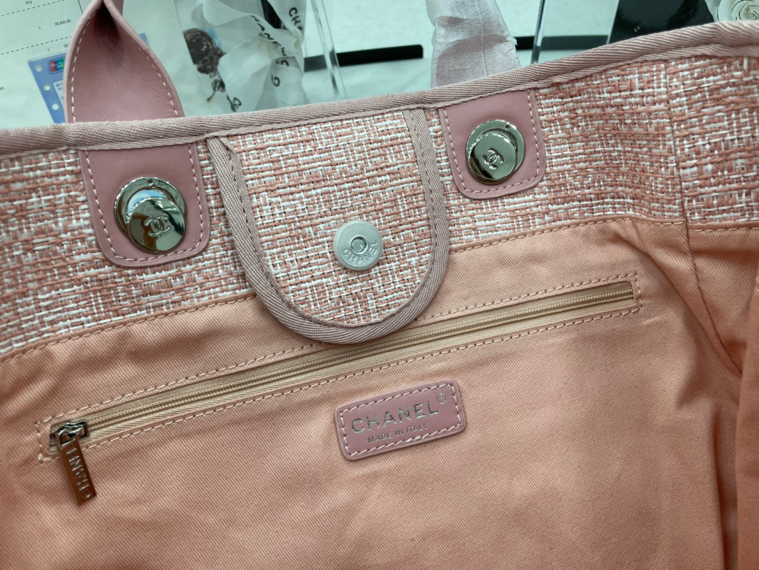 CC DEAUVILLE LARGE 38 TOTE BAG IN LIGHT PINK CANVAS