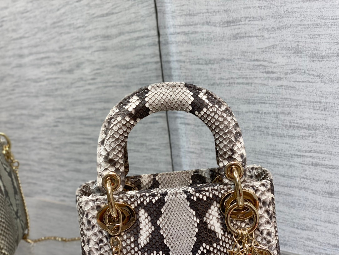 MINI LADY 17 BAG IN DARK BROWN PYTHON LEATHER