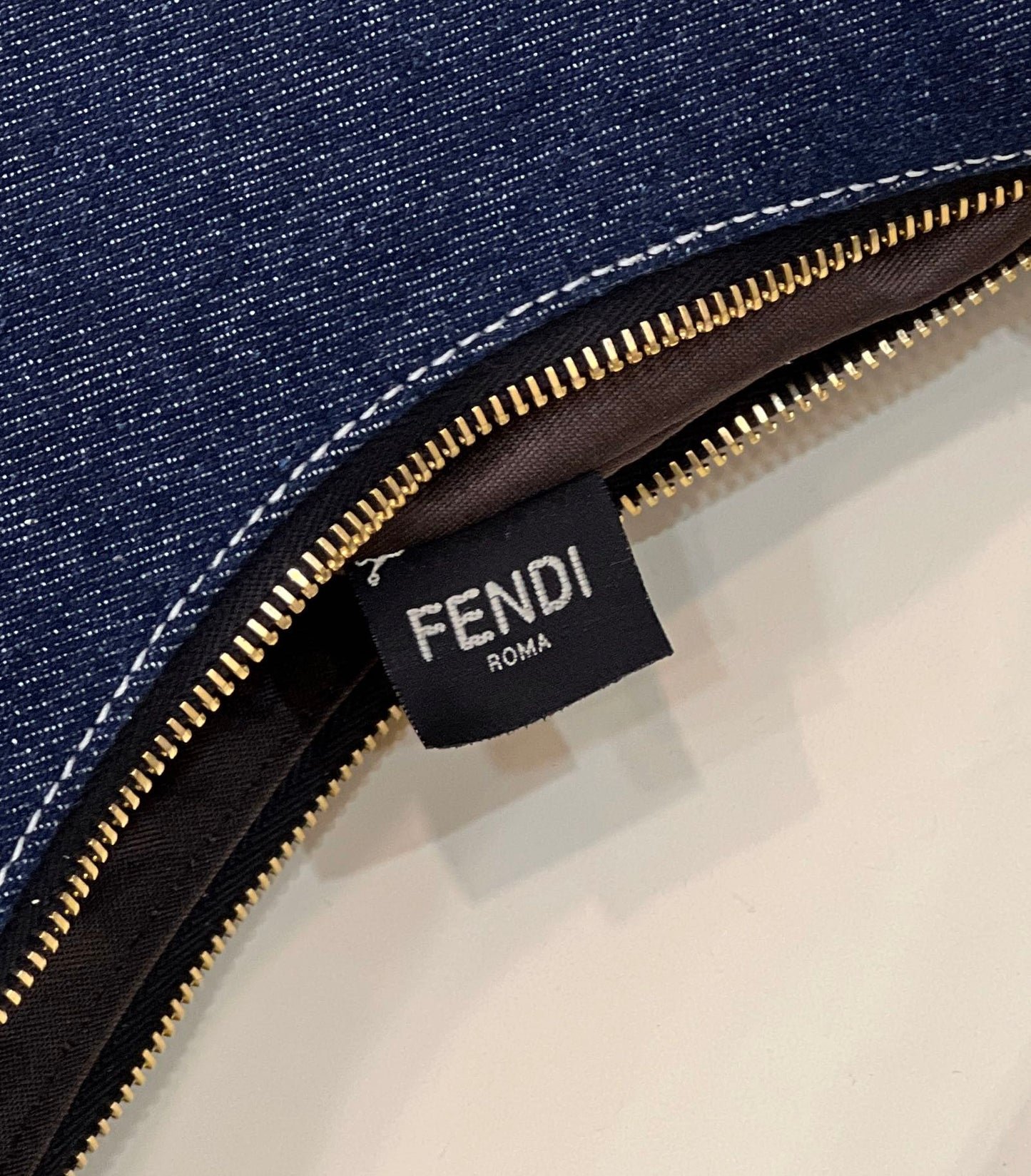 FENDIGRAPHY 29 BAG IN NAVY BLUE DENIM FABRIC WITH GOLD HARDWARE