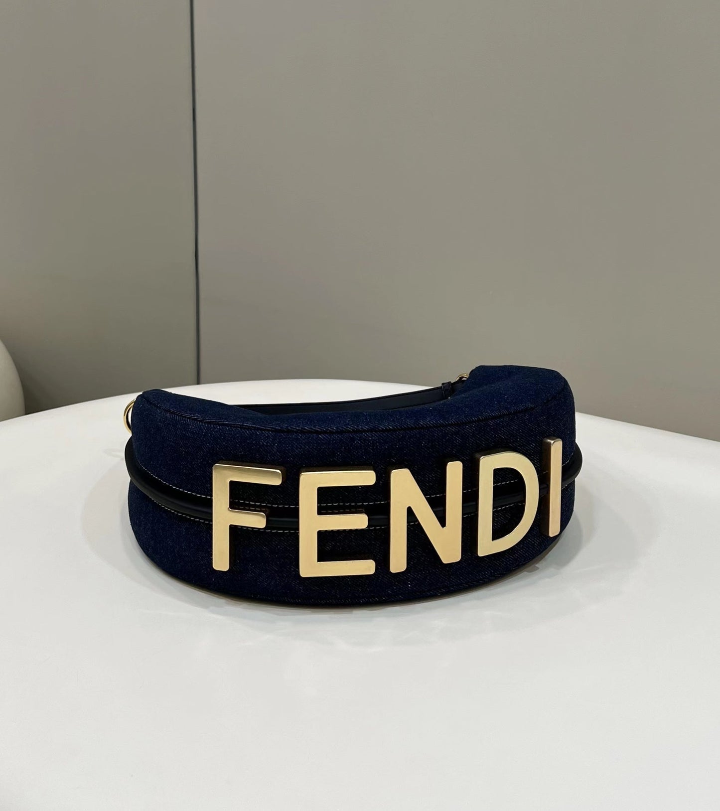 FENDIGRAPHY 29 BAG IN NAVY BLUE DENIM FABRIC WITH GOLD HARDWARE