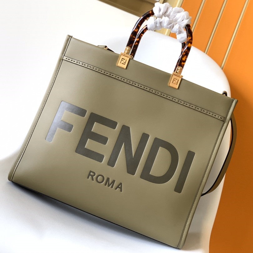 Fend Sunshine Medium Bag 35 Olive Leather