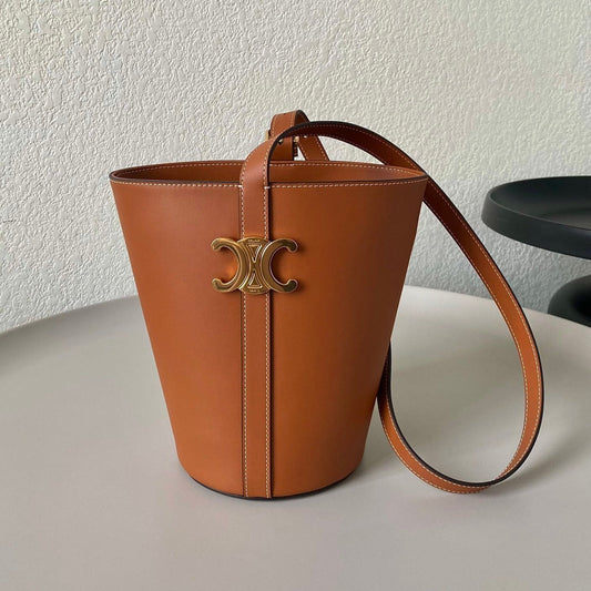 TRIPHOME 25 BUCKET BAG CINNAMON BROWN CALFSKIN