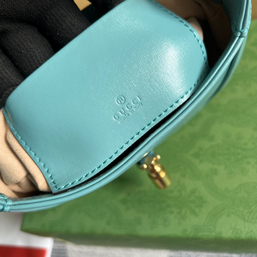 GG JACKIE MINI 19 SHOULDER BAG IN PASTEL BLUE CALFSKIN