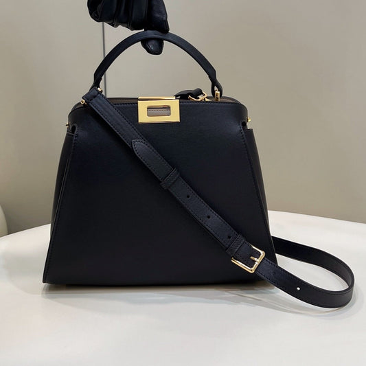 FENDI PEEKABOO 27 IN BLACK CALFSKIN WITH GOLD HARDWARE