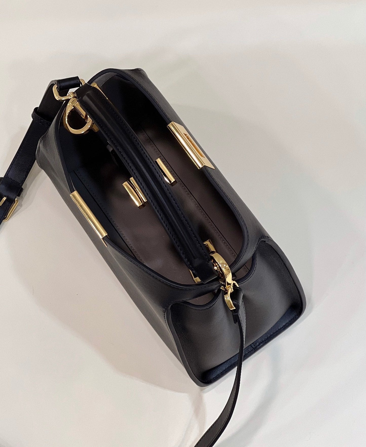 FENDI PEEKABOO 27 IN BLACK CALFSKIN WITH GOLD HARDWARE