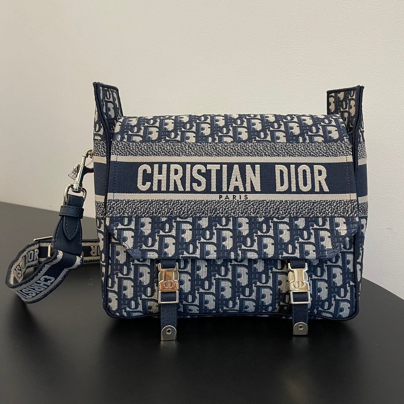 MEDIUM 28 DIORCAMP BAG IN BLUE OBLIQUE EMBROIDERY