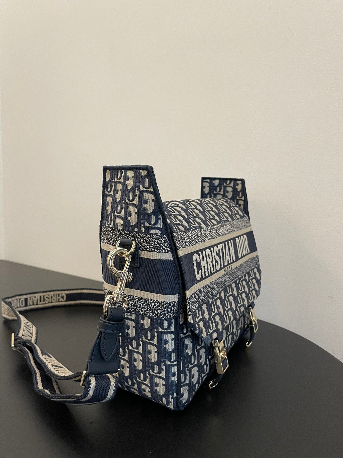 MEDIUM 28 DIORCAMP BAG IN BLUE OBLIQUE EMBROIDERY