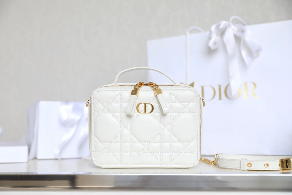 CARO BOX BAG 19 IN WHITE CALFSKIN