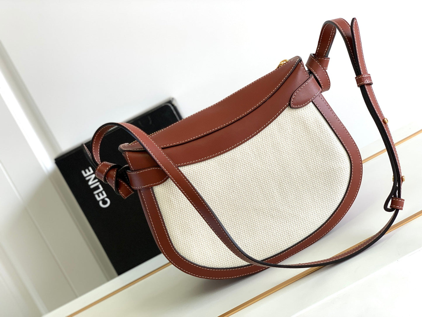 TRIOMPHE CLASSIC 25 WHITE BROWN CALFSKIN