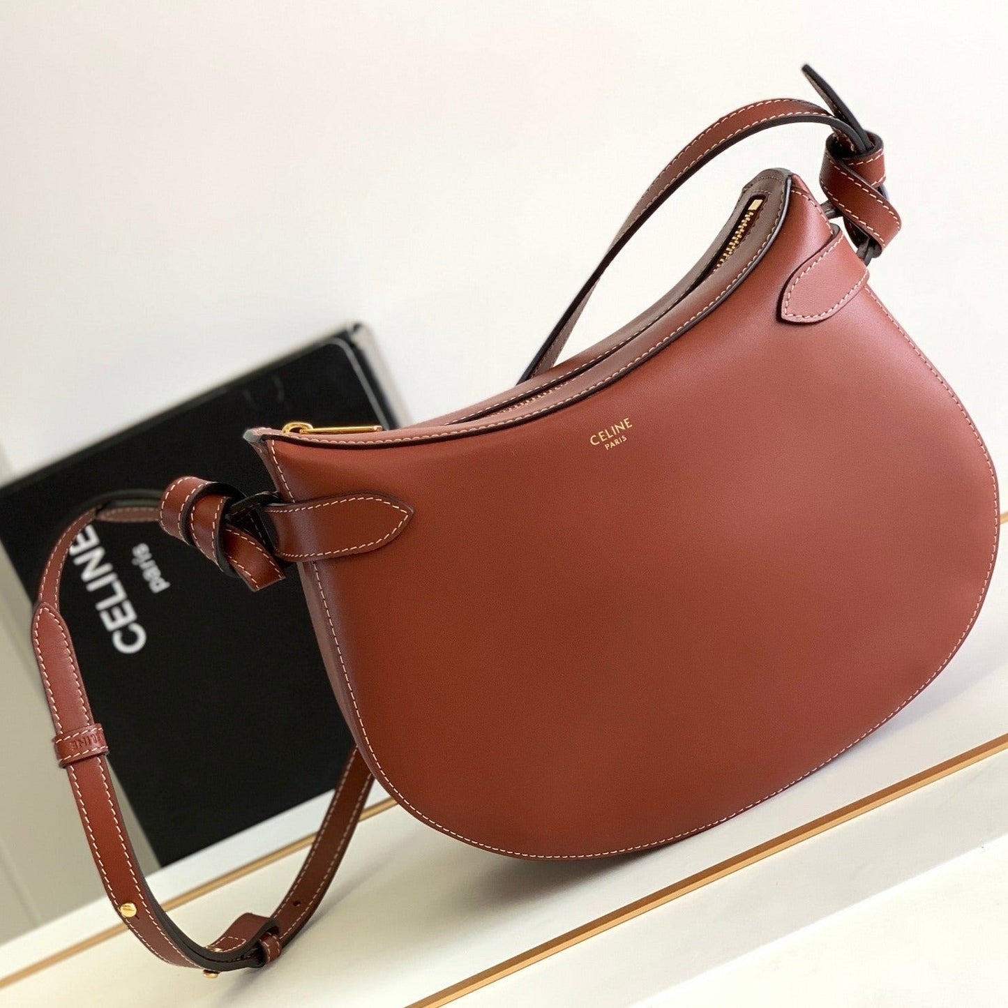 TRIOMPHE CLASSIC 25 CINNAMON BROWN CALFSKIN