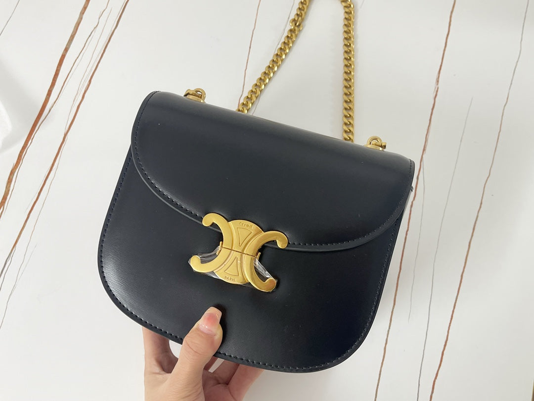 TRIPHOME 19 SADDLE BAG BLACK CALFSKIN