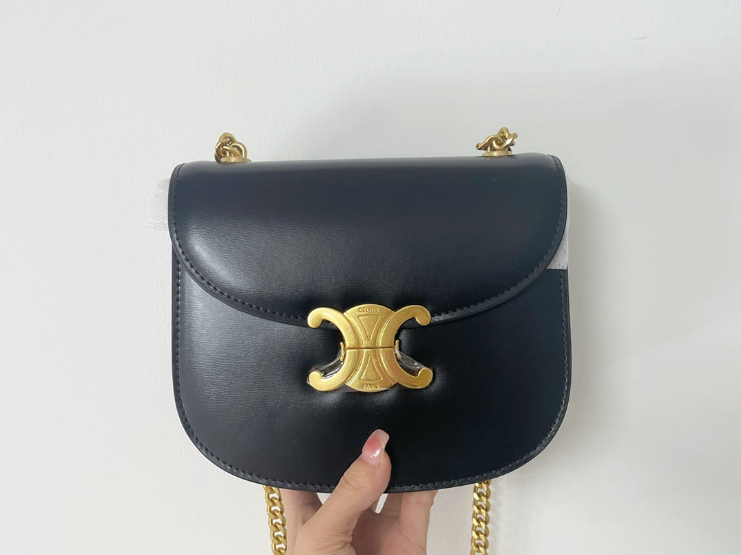 TRIPHOME 19 SADDLE BAG BLACK CALFSKIN