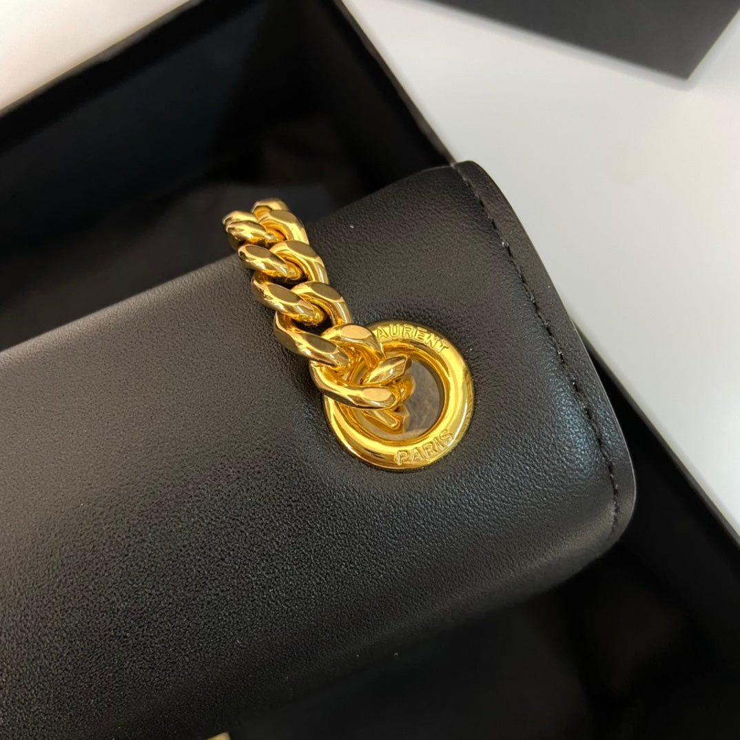 KATE TASSEL 24 BLACK CALFSKIN WITH GOLD LOGO