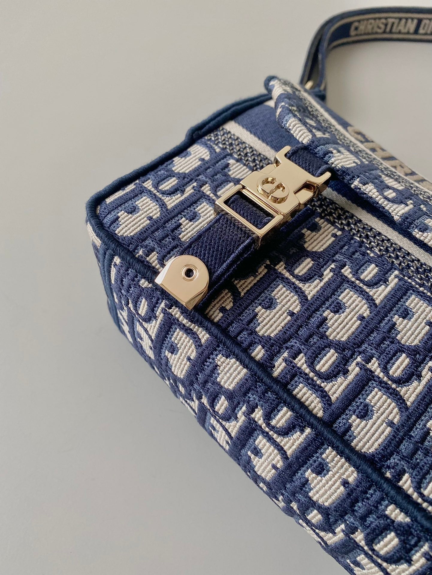 SMALL DIORCAMP BAG 23 OBLIQUE BLUE EMBROIDERY