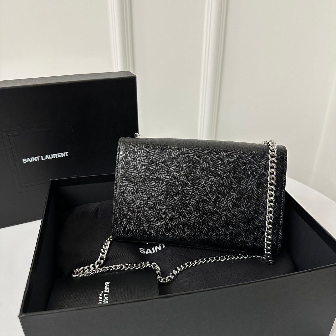 KATE 20 SMALL IN CALFSKIN BLACK WITH SILVER LOGO