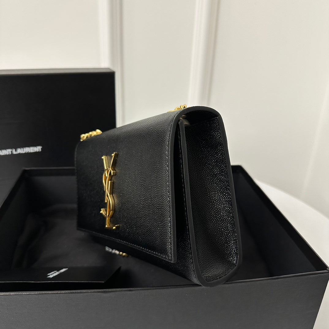 KATE 20 SMALL IN CALFSKIN BLACK WITH GOLD LOGO