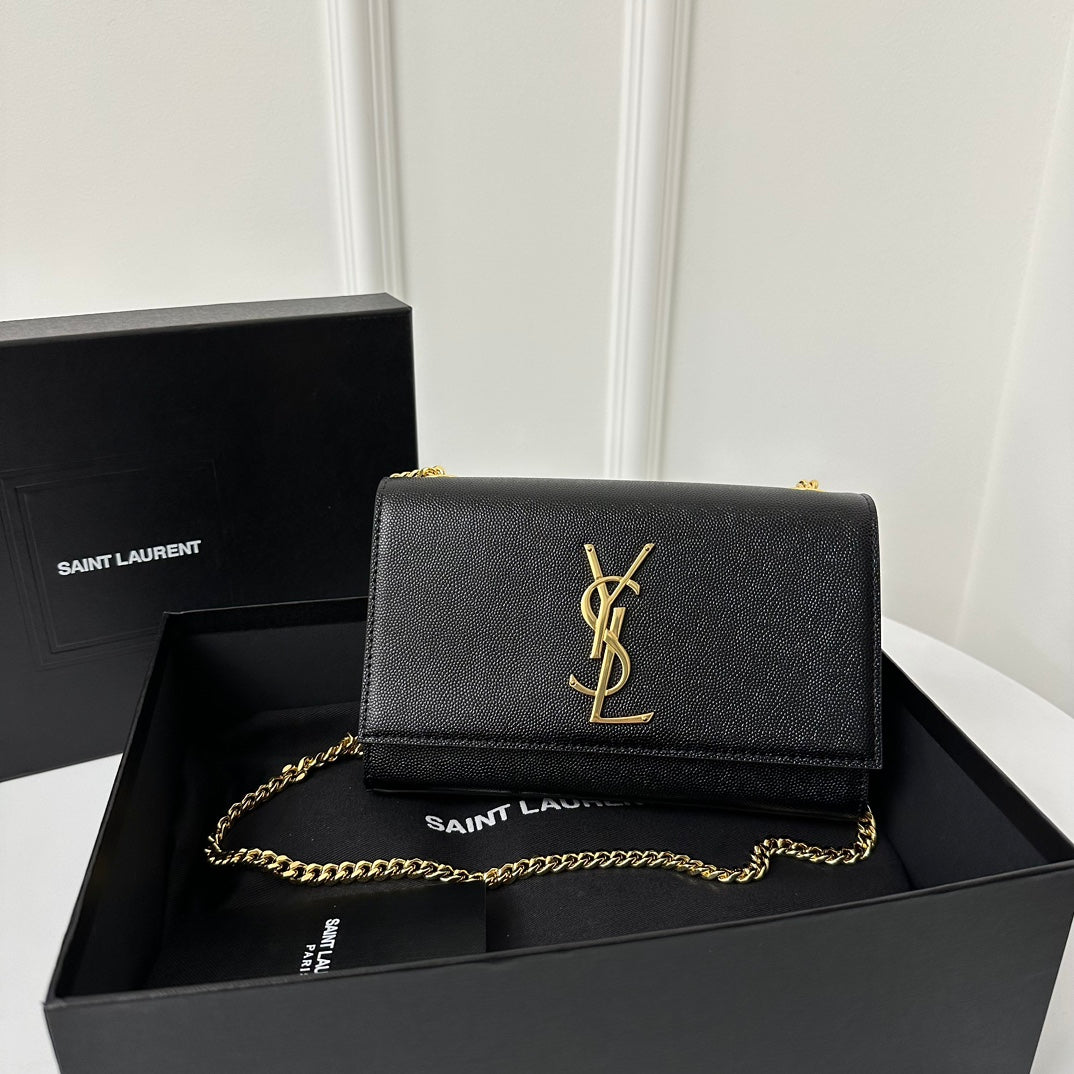 KATE 20 SMALL IN CALFSKIN BLACK WITH GOLD LOGO