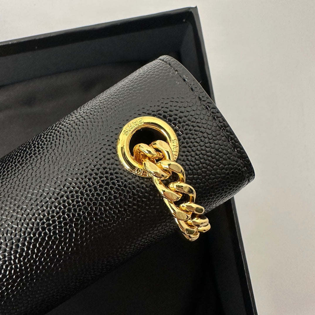 KATE 20 SMALL IN CALFSKIN BLACK WITH GOLD LOGO