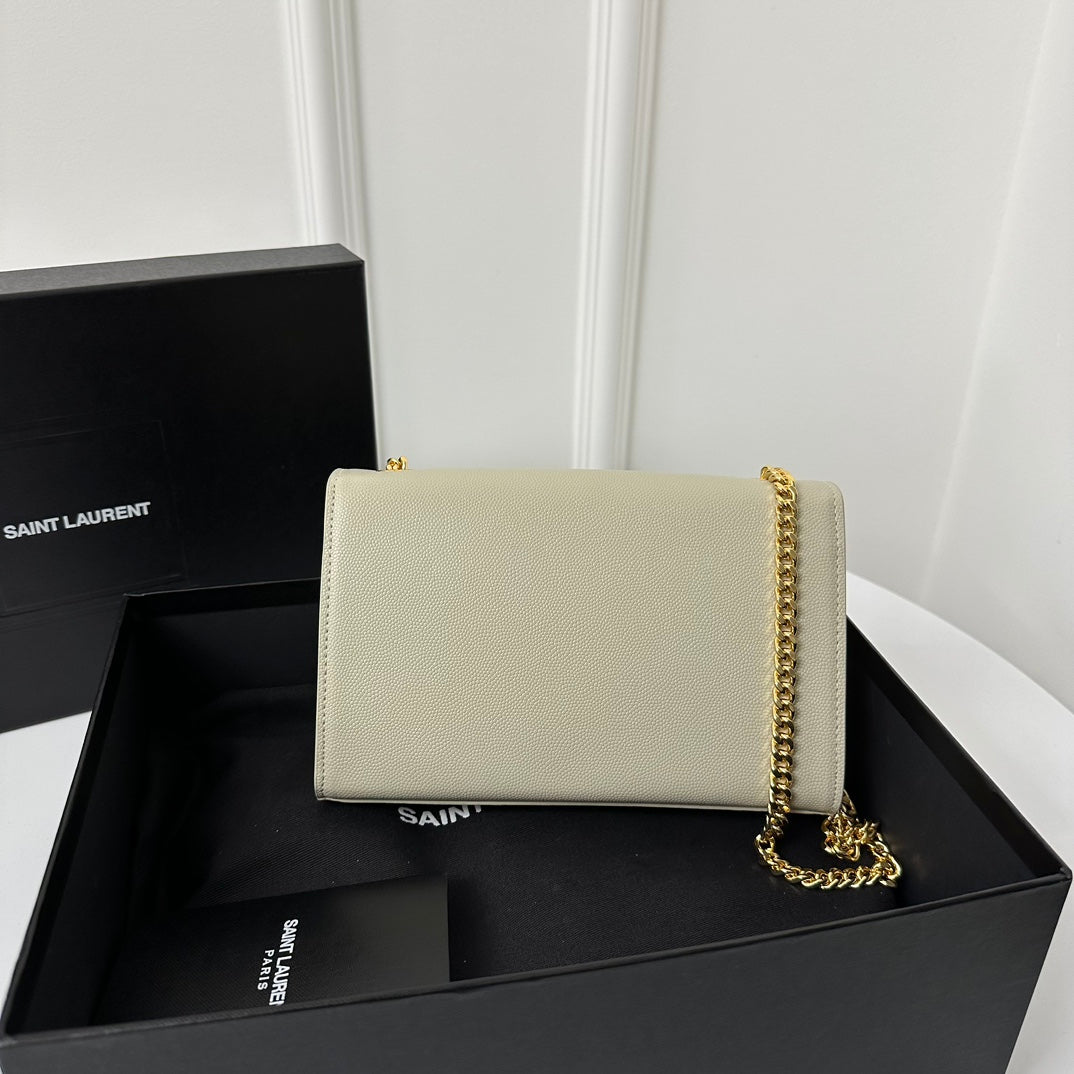 KATE 20 SMALL IN CALFSKIN WHITE WITH GOLD LOGO