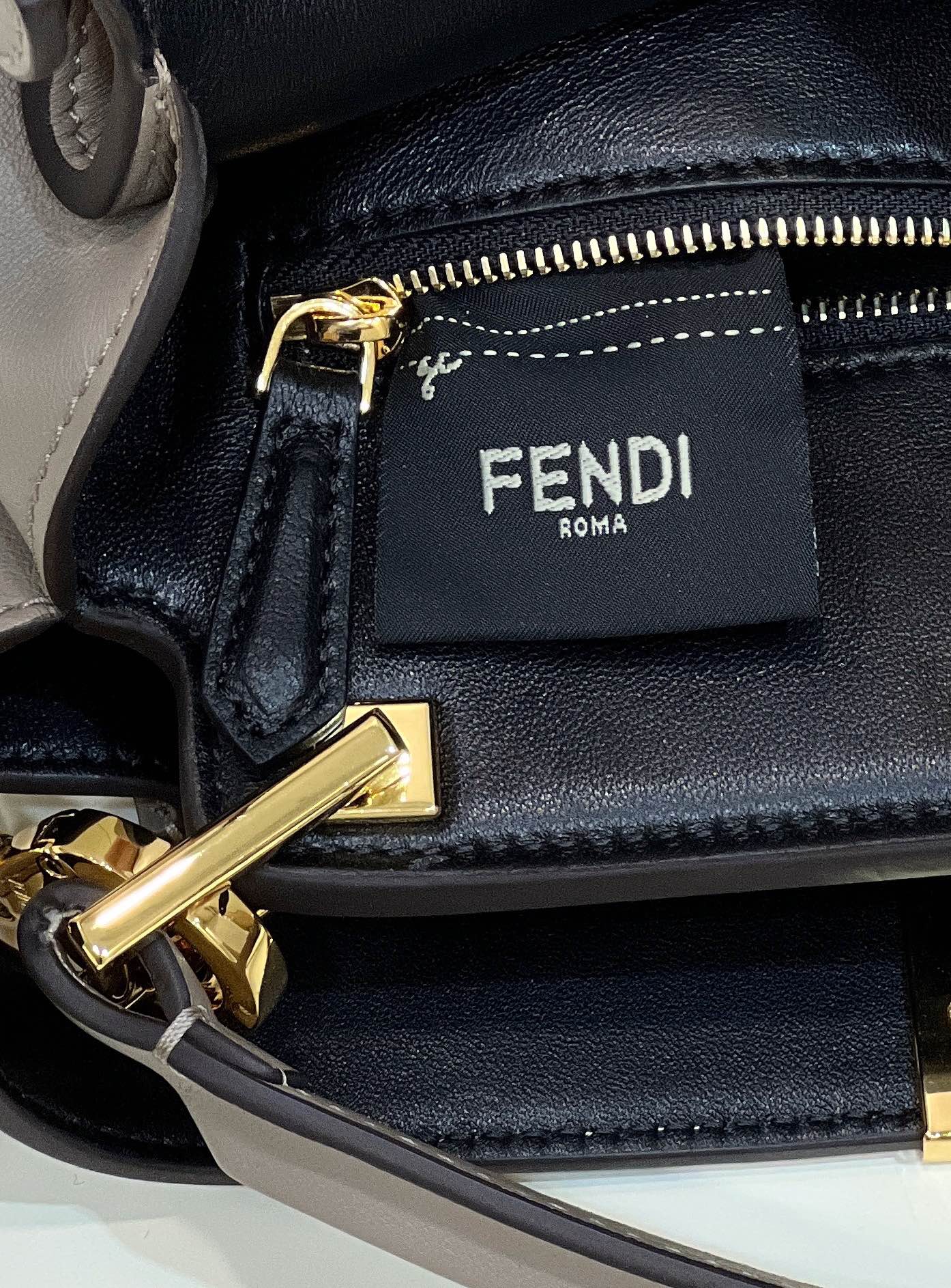 FENDI PEEKABOO 27 IN CAMEL BROWN CALFSKIN WITH GOLD HARDWARE