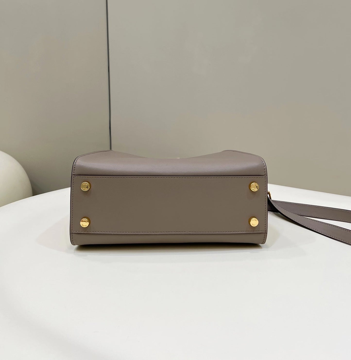 FENDI PEEKABOO 27 IN CAMEL BROWN CALFSKIN WITH GOLD HARDWARE