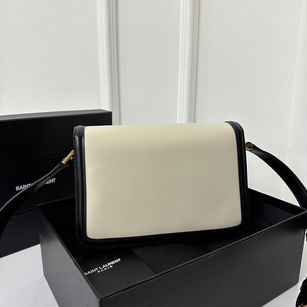 SOLFERINO 23 SATCHEL IN BOX BLACK WHITE CALFSKIN