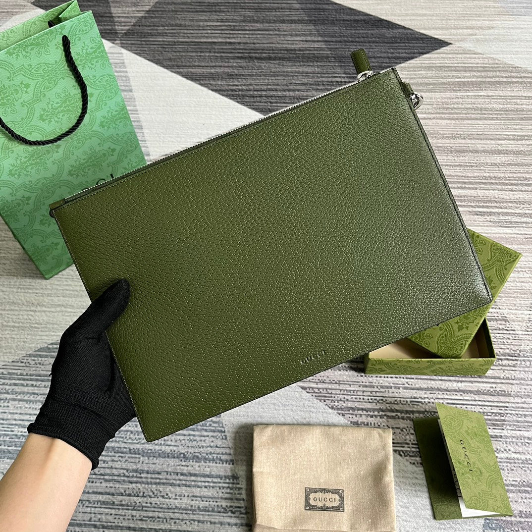 MARMONT POUCH 30 IN ARMY GREEN LAMBSKIN