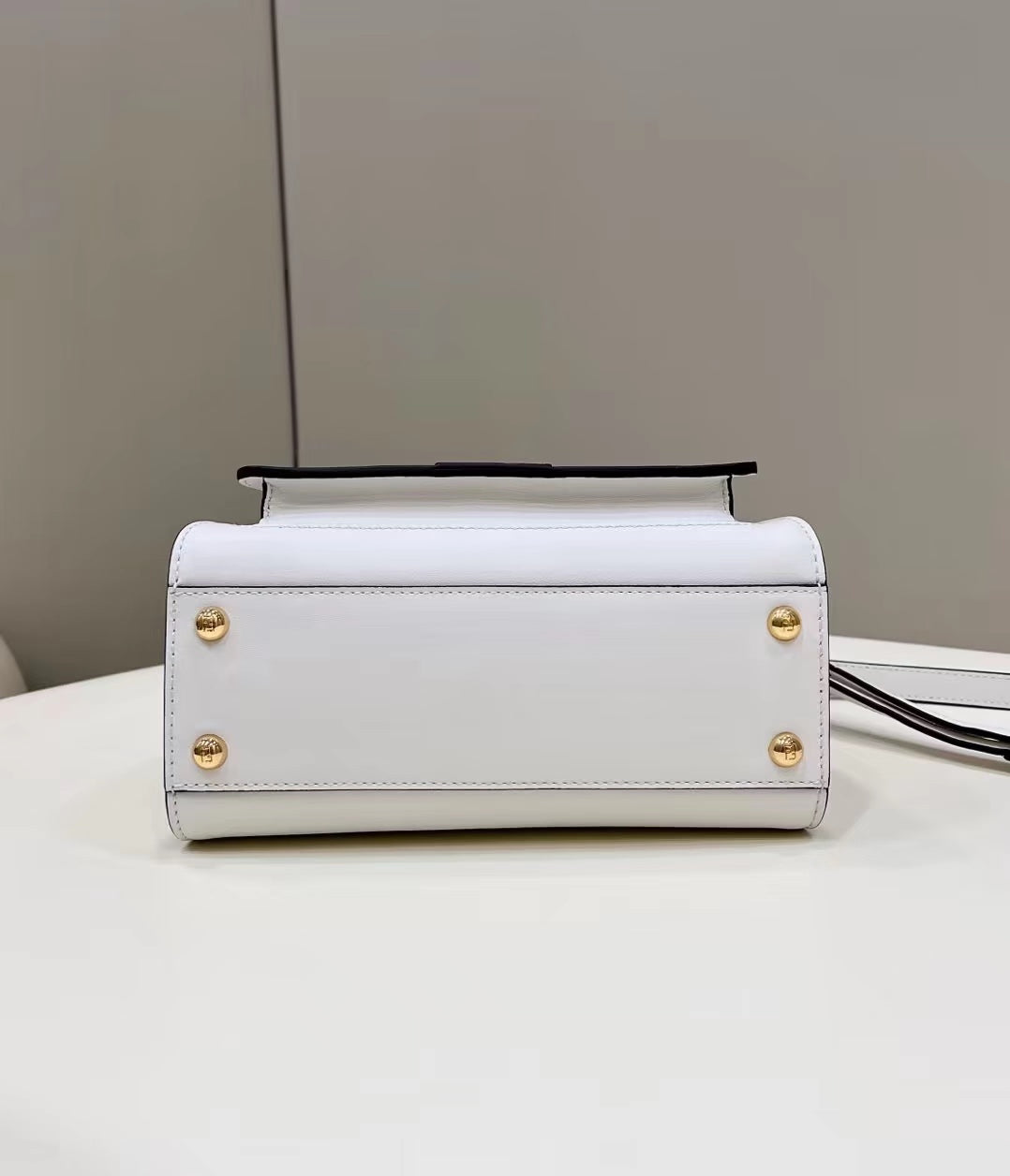 FENDI PEEKABOO MINI 23 BAG IN WHITE CALFSKIN WITH GOLD HARDWARE