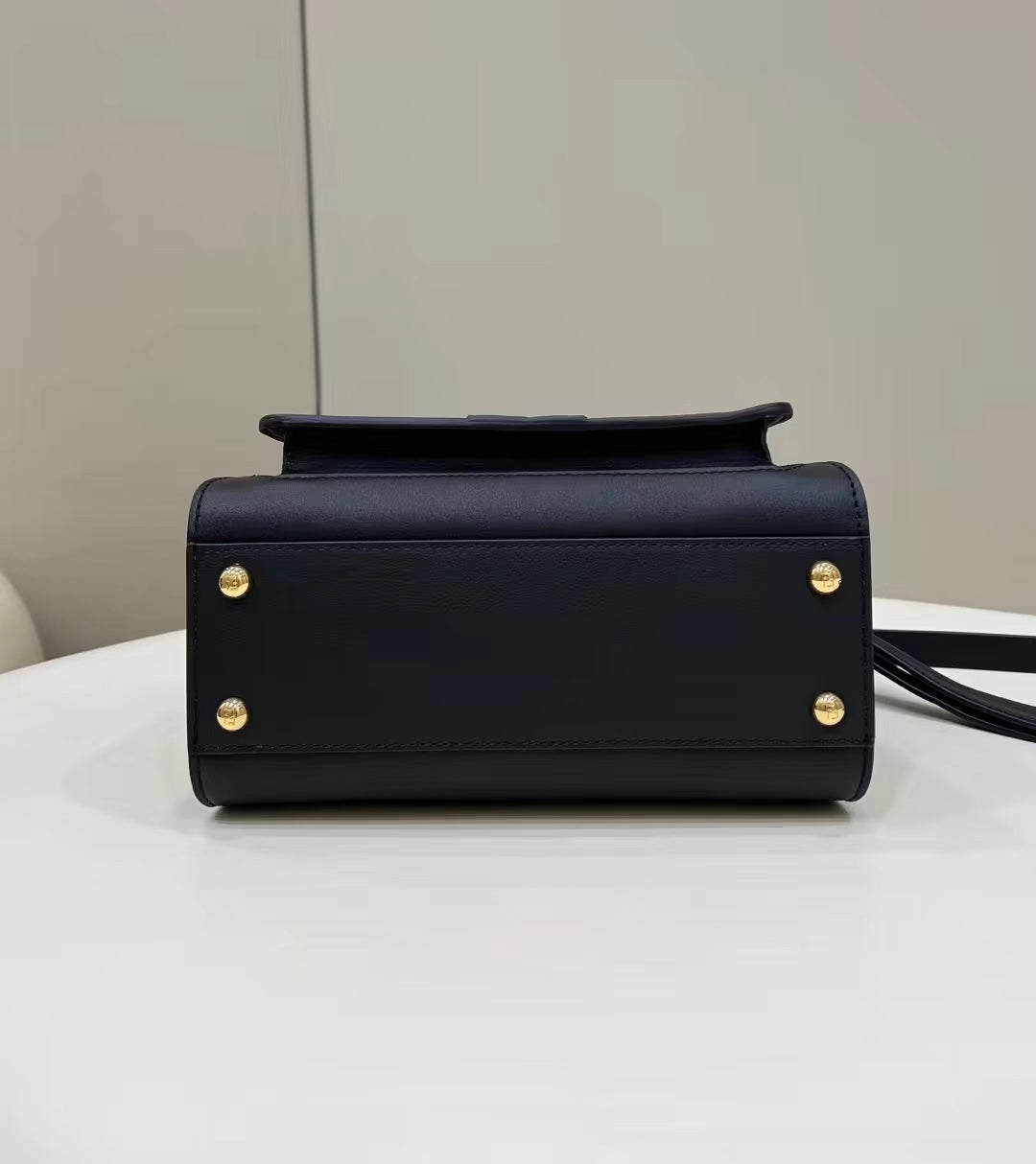 FENDI PEEKABOO MINI 23 BAG IN BLACK CALFSKIN WITH GOLD HARDWARE