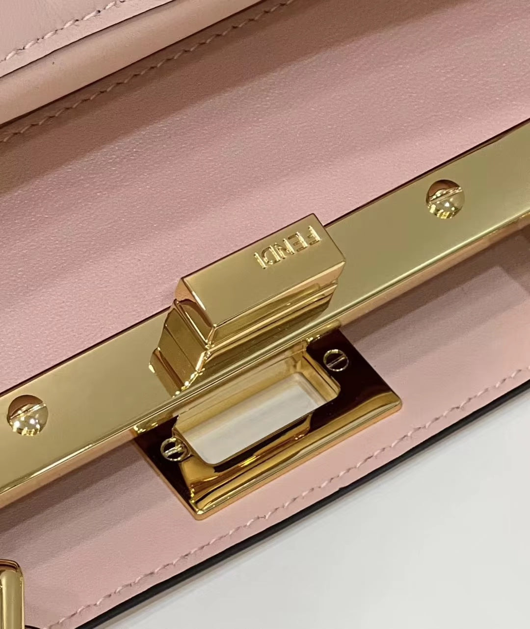 FENDI PEEKABOO MINI 23 BAG IN LIGHT PINK CALFSKIN WITH GOLD HARDWARE