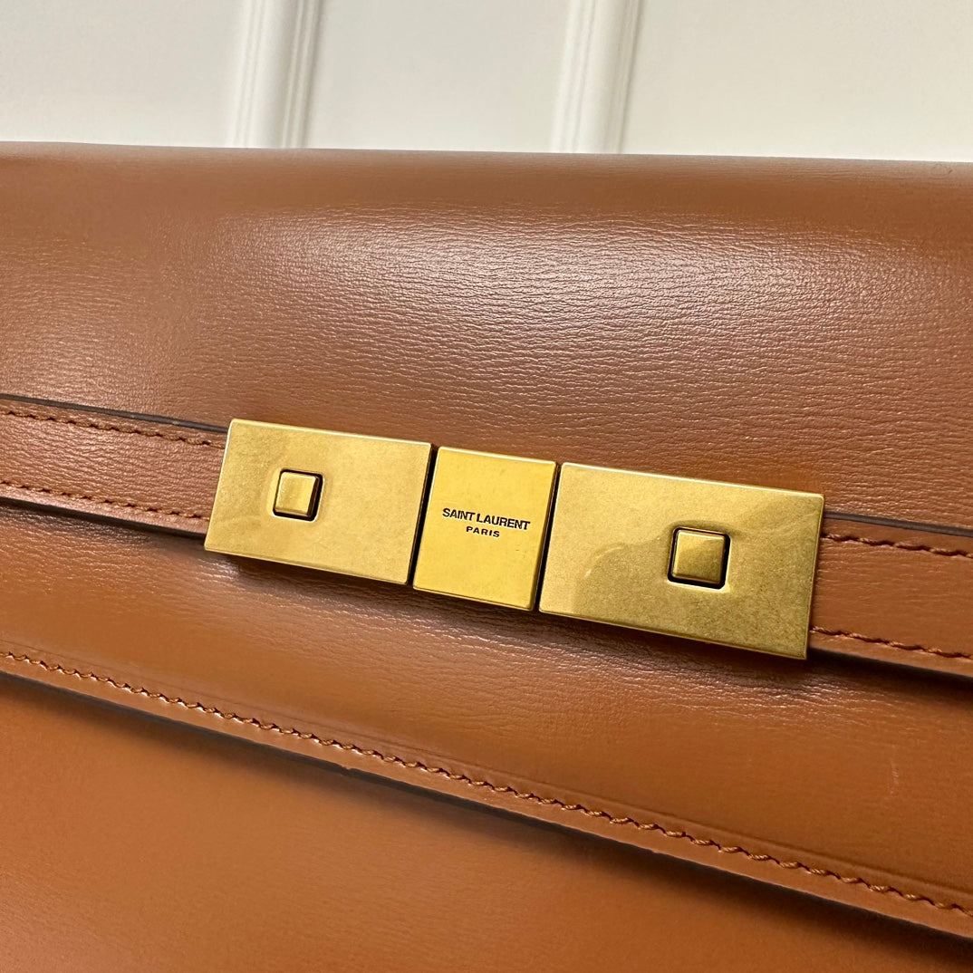 MANHATTAN 29 TOP-HANDLE IN SMOOTH CINNAMON BROWN CALFSKIN