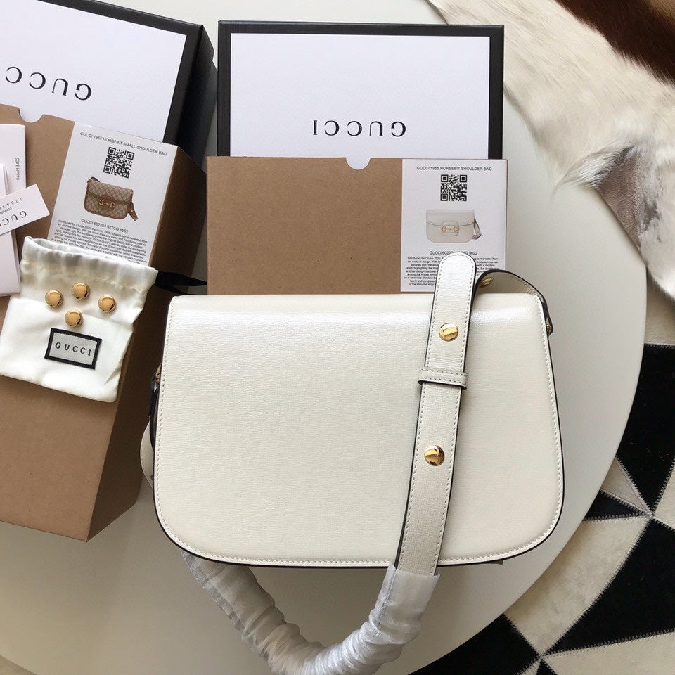 GG HORSEBIT 1955 MINI BAG 25 IN WHITE CALFSKIN