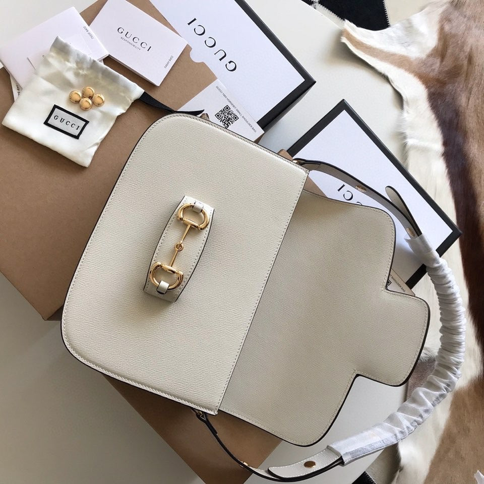 GG HORSEBIT 1955 MINI BAG 25 IN WHITE CALFSKIN