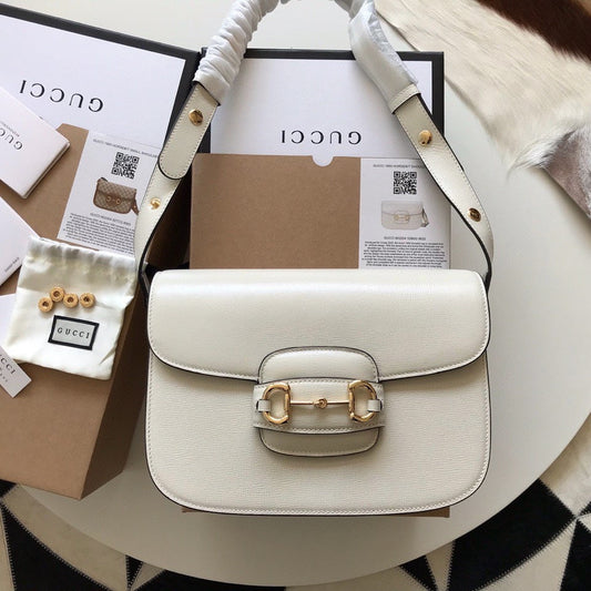 GG HORSEBIT 1955 MINI BAG 25 IN WHITE CALFSKIN