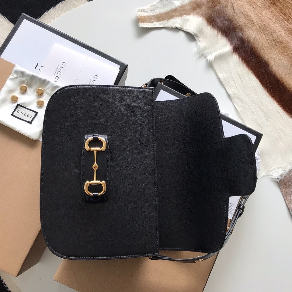 GG HORSEBIT 1955 MINI BAG 25 IN BLACK CALFSKIN