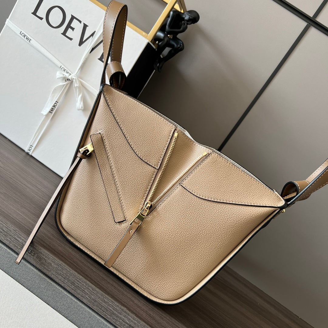 LOE MINI 20 HAMMOCK BAG IN SAND BROWN CALFSKIN