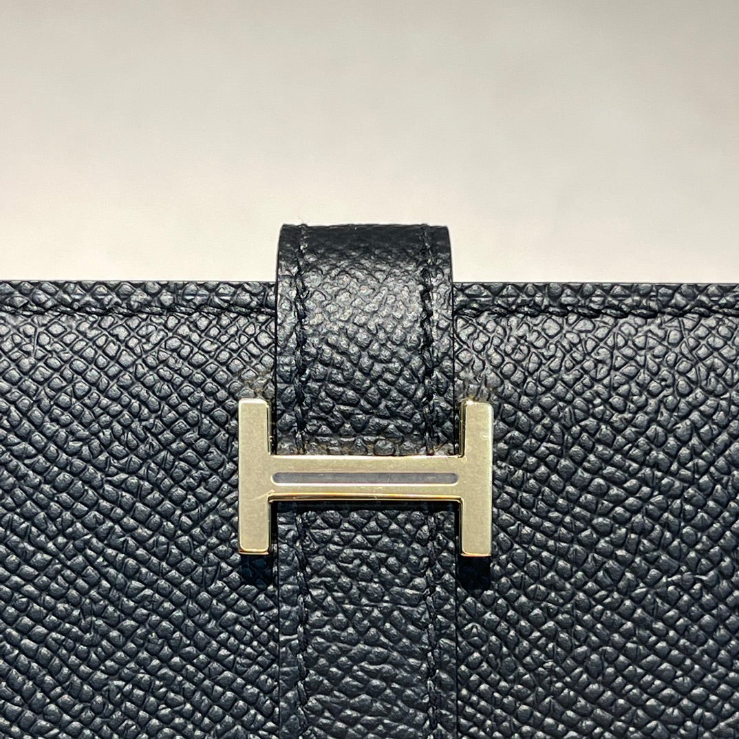 HM BEARN WALLET 17.5 BLACK EPSOM GOLD HARDWARE