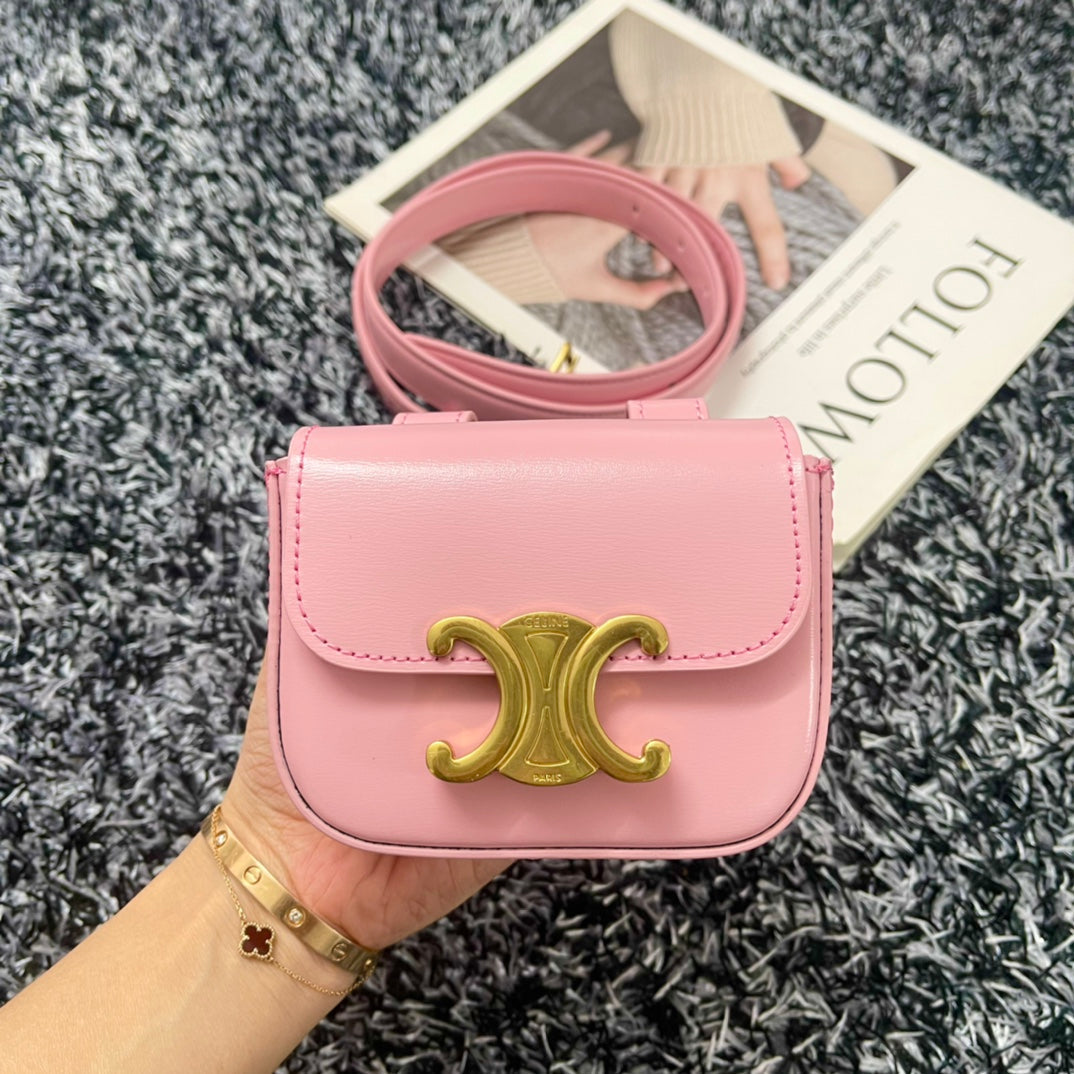 MINI TRIPHOME 11 WAIST BAG PINK PASTEL CALFSKIN