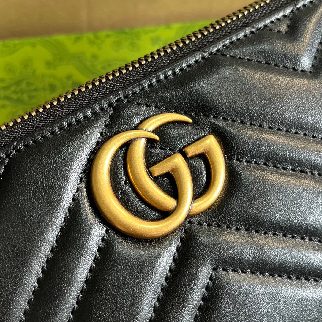 GG MARMONT SMALL 23 HANDBAG IN BLACK CALFSKIN WITH GOLDEN LOGO