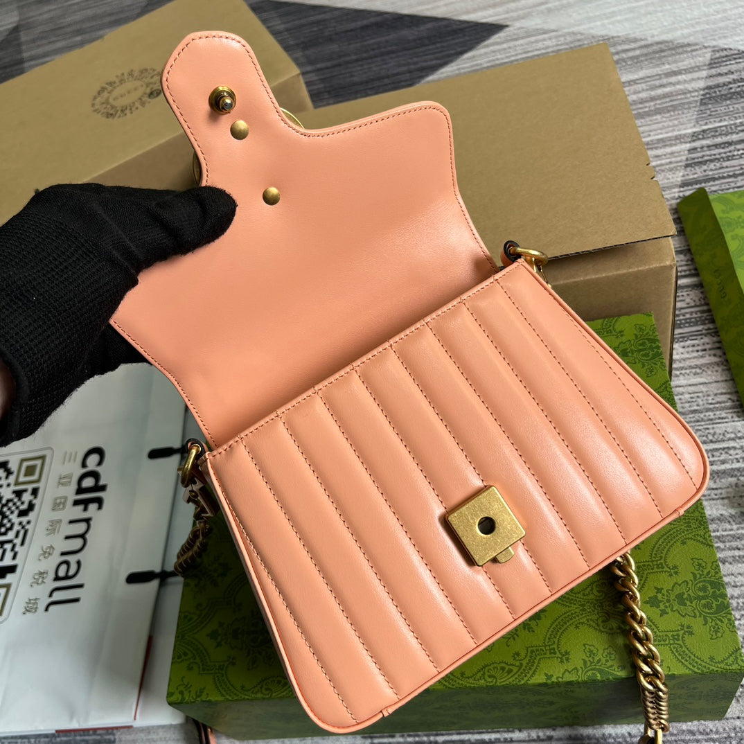 GG MARMONT MINI 21 CLASSIC BAG IN PEACH PINK CALFSKIN