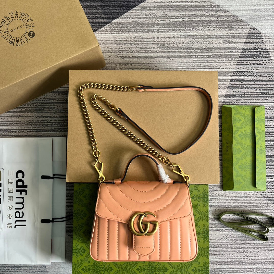 GG MARMONT MINI 21 CLASSIC BAG IN PEACH PINK CALFSKIN